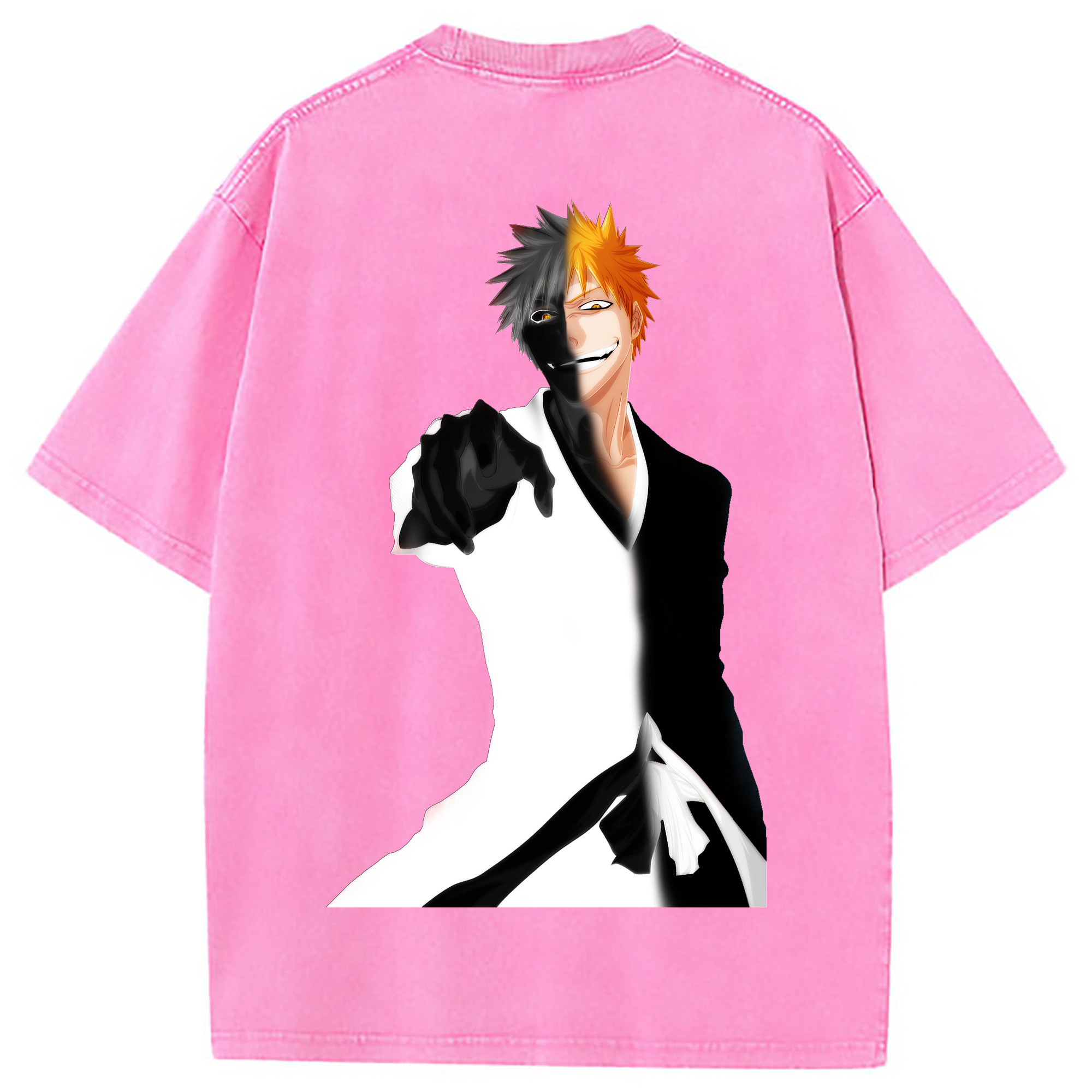 （画像用） ブリーチ 黒崎一護（くろさき いちご）BLEACH Kurosaki Ichigo 綿100% ヴィンテージ風 半袖Tシャツ（背面プリント）